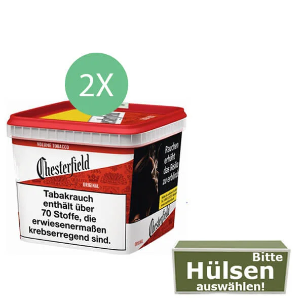 Chesterfield Tabak Red 2 x Giga Box mit wählbaren Filterhülsen Chesterfield Tabak Red 2 x Giga Box mit wählbaren Filterhülsen