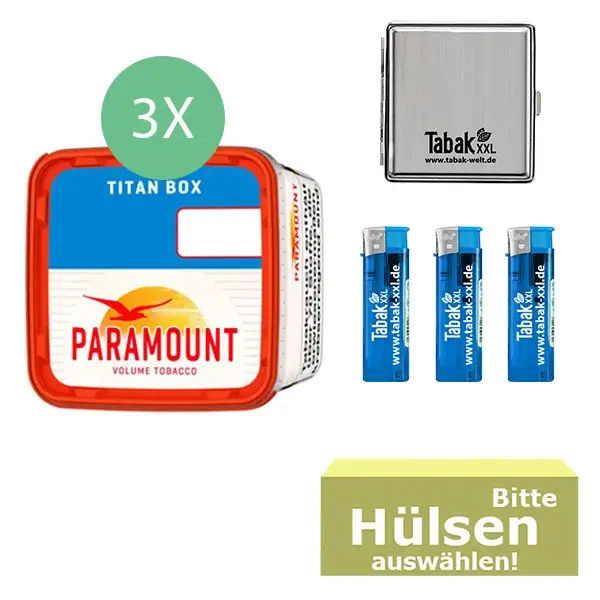 Paramount Volumentabak Red 3 x Titan Box mit wählbarem Zubehör und Etui