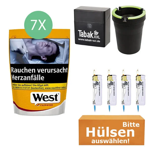 7xwest_yellow_L_hulsen_etui 7 x West Yellow Beutel mit Auto Aschenbecher
