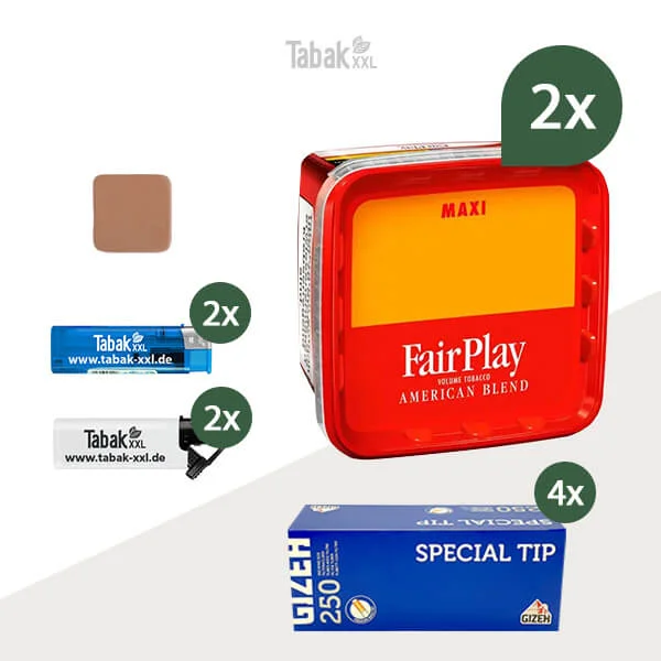 2x FairPlay Volumentabak Maxi Box mit 1000 Special Size Filterhülsen