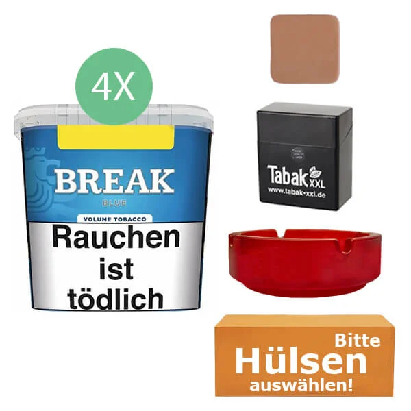 Break Tabak Blue 4 x Giga Box mit wählbaren Filterhülsen Break Tabak Blue 4 x Giga Box mit wählbaren Filterhülsen