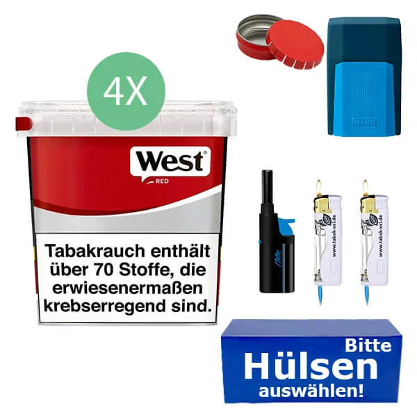 4 x West Giga Box mit Hülsen und Stabfeuerzeug