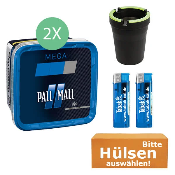 Pall Mall Tabak 2 x Mega Box Blue mit wählbaren Hülsen Pall Mall Tabak 2 x Mega Box Blue mit wählbaren Hülsen