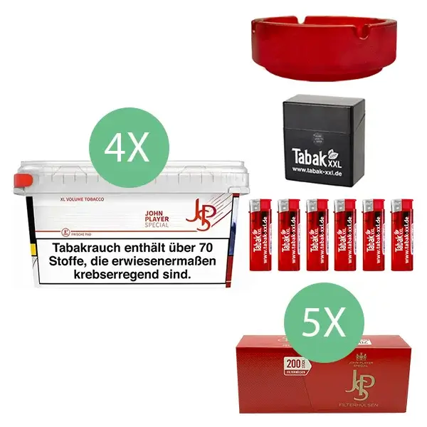 JPS John Player Tabak 4 x Mega Box mit 1000 King Size Filterhülsen 