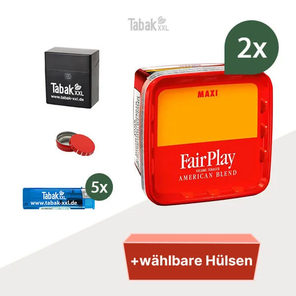 2x FairPlay Volumentabak Maxi Box mit wählbarem Zubehör und Etui