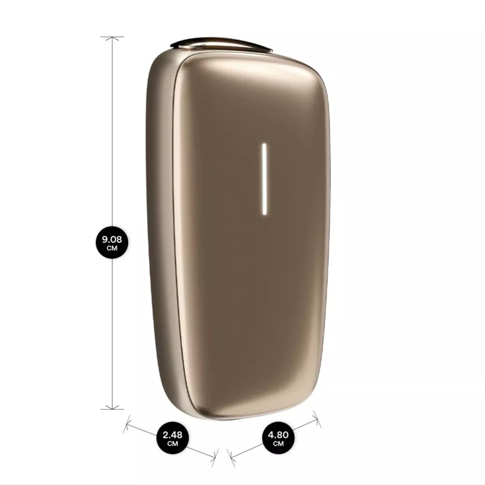 Ploom X Advanced Champagne Gold mit Abmessung