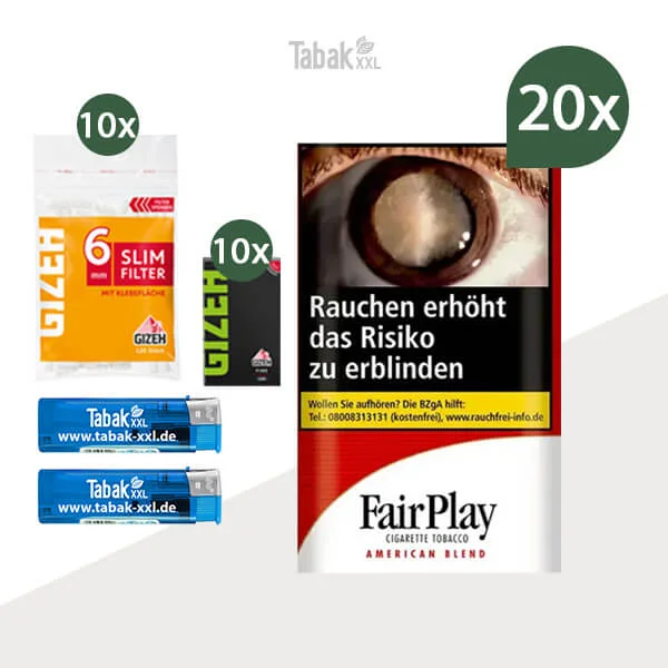 20x FairPlay Drehtabak American Blend Red Pouch mit Gizeh Blättchen