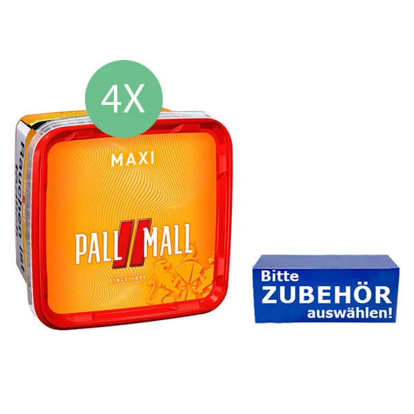 Pall Mall Tabak 4 x Maxi Box mit wählbarem Zubehör