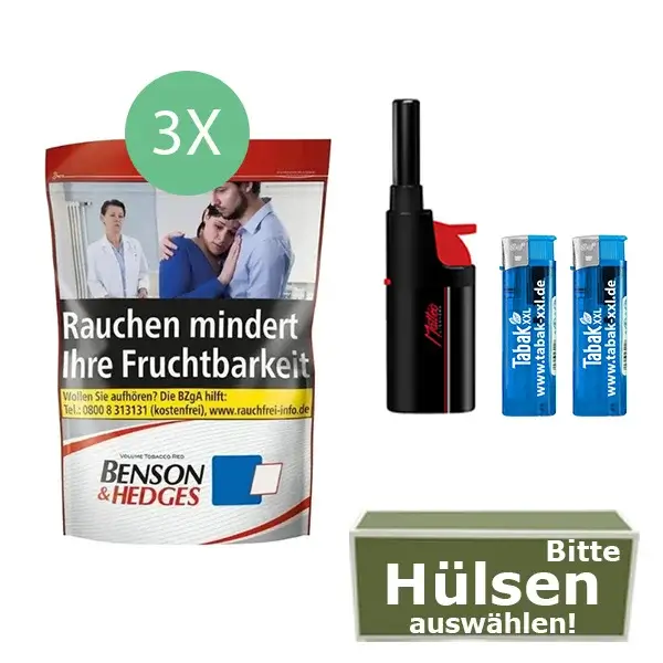 Benson & Hedges Tabak 3 x Beutel mit wählbaren Hülsen Benson & Hedges Tabak 3 x Beutel mit wählbaren Hülsen