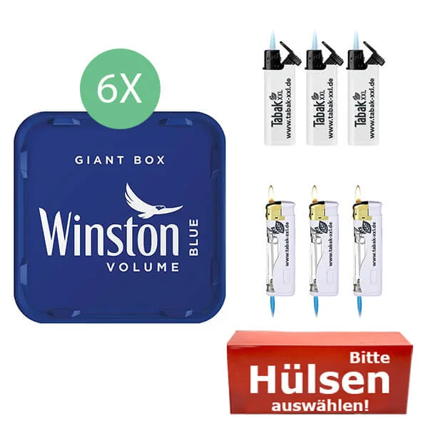 Winston Tabak Blue 6 x Giant Box mit wählbaren Hülsen Winston Tabak Blue 6 x Giant Box mit wählbaren Hülsen