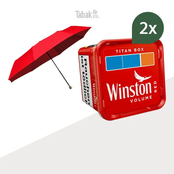 2x Winston Volumentabak Red Titan Box mit Regenschirm