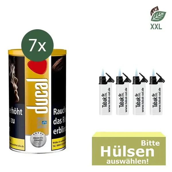 7x Ducal Feinschnitttabak Gold Dose mit wählbarem Zubehör 