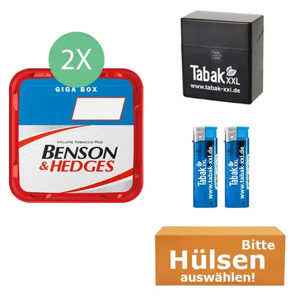 Benson & Hedges Tabak 2 x Giga Box mit Filterhülsen und Etui