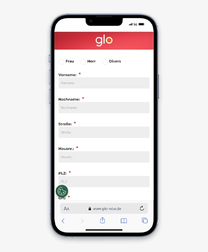 glo registrieren persoenliche daten