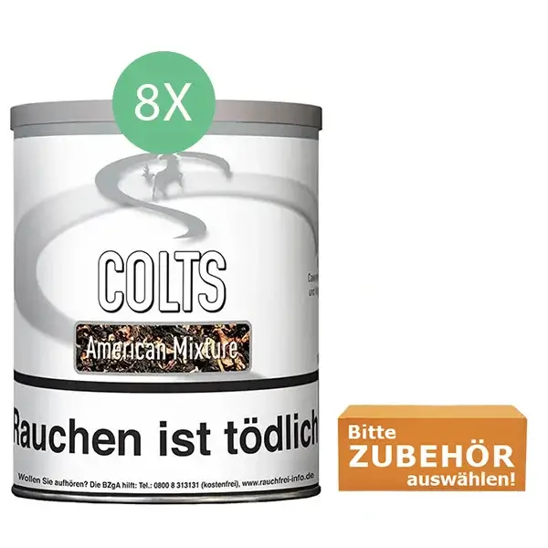 Colts Tabak American Mixture 8 x Dose mit wählbarem Zubehör