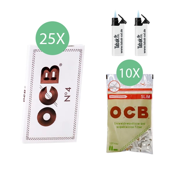 25x-ocb-blaettchen-weiss-no-4-100-blatt-+-10x-ocb-organic-slim-filter-+-2x-sturmfeuerzeuge 25x-ocb-blaettchen-weiss-no-4-100-blatt-+-10x-ocb-organic-slim-filter-+-2x-sturmfeuerzeuge