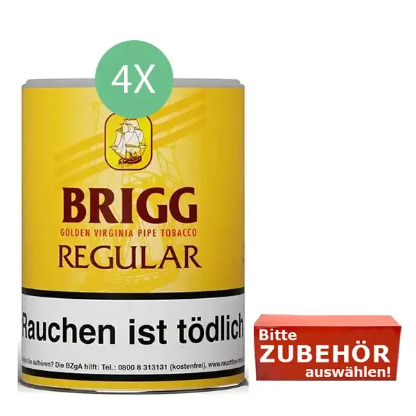 Brigg Tabak Regular 4 x Dose mit wählbarem Zubehör