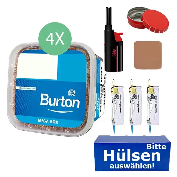 Burton Tabak Blue 4 x Mega Box mit wählbaren Filterhülsen Burton Tabak Blue 4 x Mega Box mit wählbaren Filterhülsen
