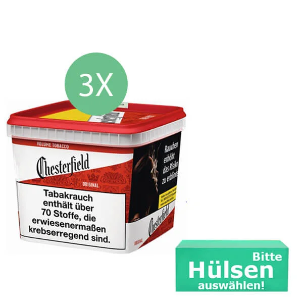 Chesterfield Tabak Red 3 x Giga Box mit wählbaren Filterhülsen Chesterfield Tabak Red 3 x Giga Box mit wählbaren Filterhülsen