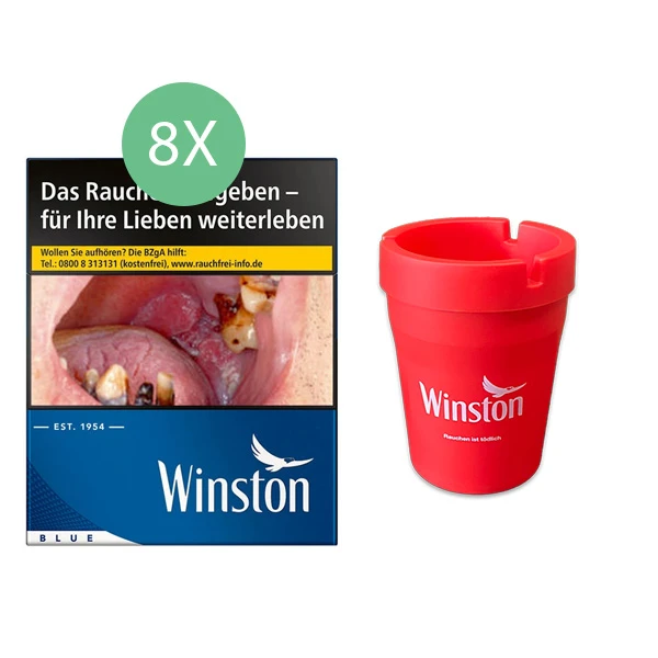 8x Winston Zigaretten Blue 5XL 1x Auto-Aschenbecher