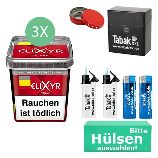 Elixyr Tabak Red 3 x Eimer mit wählbaren Hülsen und Etui