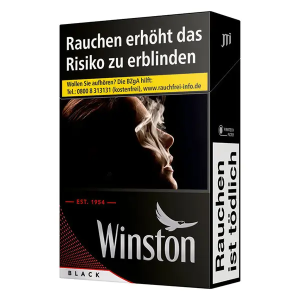 Die Winston Black Zigaretten im Original Pack.