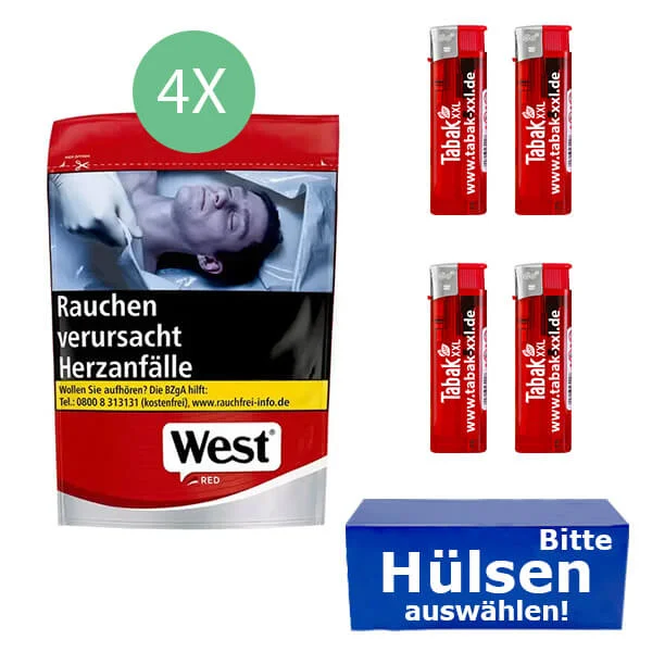 West Tabak Red L 4 x Beutel mit Hülsen