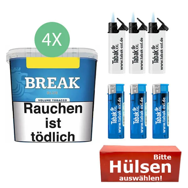 Break Tabak Blue 4 x Giga Box mit wählbaren Hülsen