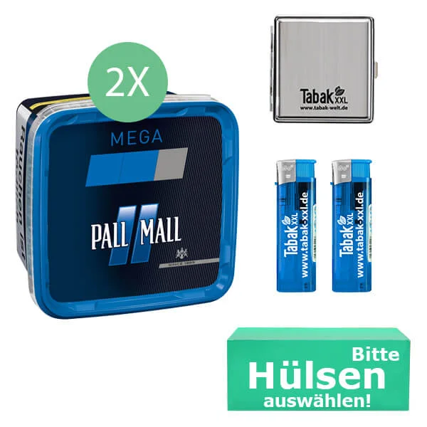 Pall Mall Tabak 2 x Mega Box Blue mit wählbaren Filterhülsen und Etui Pall Mall Tabak 2 x Mega Box Blue mit wählbaren Filterhülsen und Etui