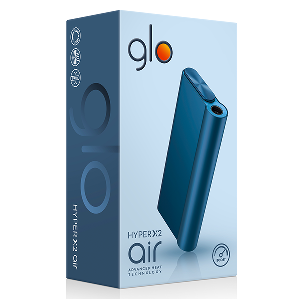 Die Glo Hyper Air in der Farbe Ocean Blue in der Verpackung vertikal dargestellt