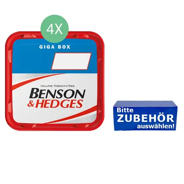 Benson & Hedges Tabak 4 x Giga Box mit wählbarem Zubehör