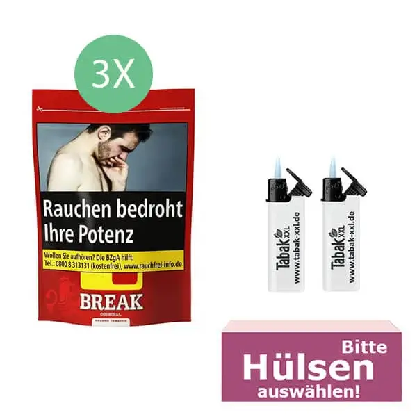 Break Original Volumentabak 3 x Beutel mit wählbaren Filterhülsen 