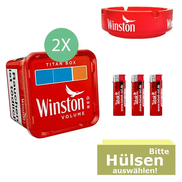 Winston Volumentabak Red 2 x Titan Box mit wählbaren Filterhülsen 