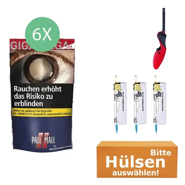 Pall Mall Tabak Red 6 x Beutel mit wählbaren Filterhülsen Pall Mall Tabak Red 6 x Beutel mit wählbaren Filterhülsen
