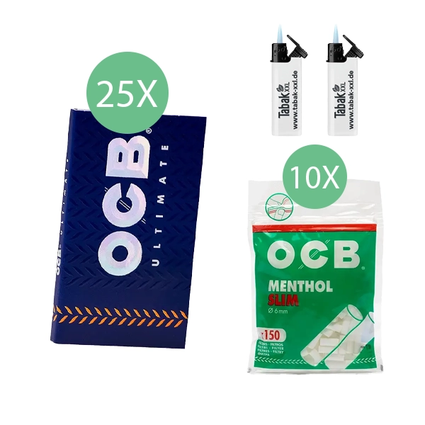 25x-ocb-blaettchen-ultimate-double-100-blatt-+-10x-ocb-menthol-slim-filter-+-2x-sturmfeuerzeuge 25x-ocb-blaettchen-ultimate-double-100-blatt-+-10x-ocb-menthol-slim-filter-+-2x-sturmfeuerzeuge
