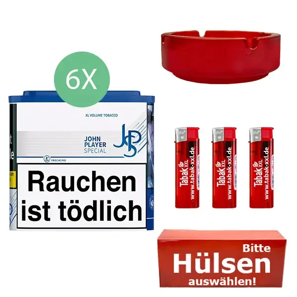 john-player-special-blue-tabak-6-x-dose-mit-waehlbarem-huelsen-und-glasaschenbecher john-player-special-blue-tabak-6-x-dose-mit-waehlbarem-huelsen-und-glasaschenbecher