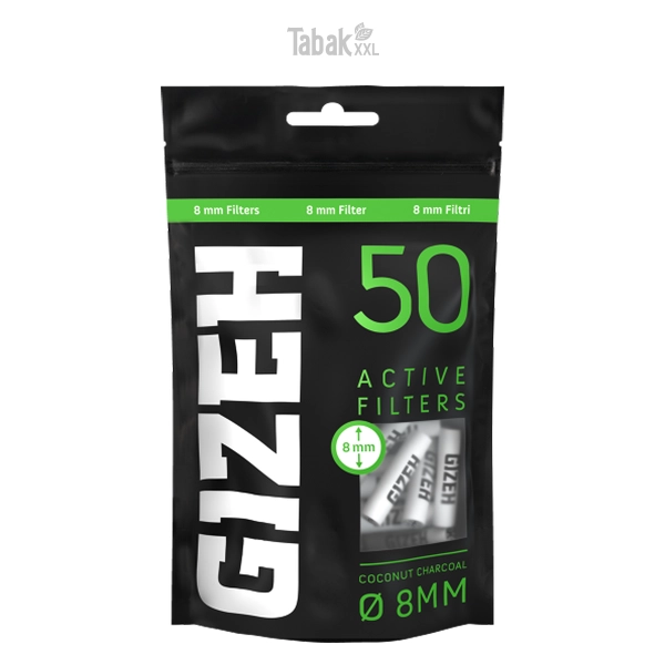 Gizeh Active Filter Black mit Kokoskohle 50 x 8 mm Beutel