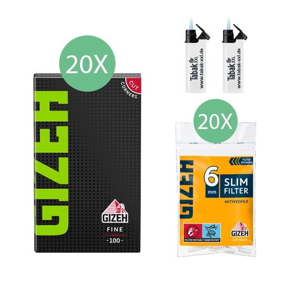 20x-gizeh-blaettchen-black-fine-100-blatt-+-20x-gizeh-slim-filter-aktivkohle-+-2x-sturmfeuerzeuge 20x-gizeh-blaettchen-black-fine-100-blatt-+-20x-gizeh-slim-filter-aktivkohle-+-2x-sturmfeuerzeuge