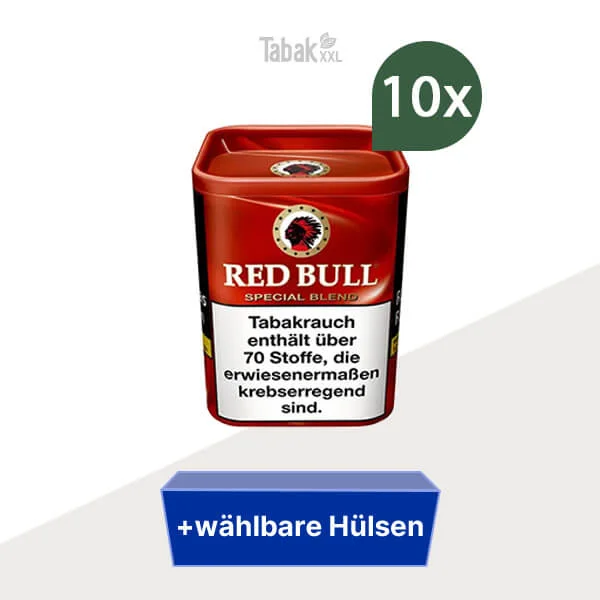 10x Red Bull Special Blend Feinschnitt-Tabak Dose mit wählbarem Hülsen 10x Red Bull Special Blend Feinschnitt-Tabak Dose mit wählbarem Hülsen