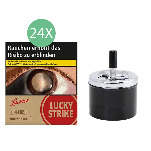 24x Lucky Strike Zigaretten Authentic Red Giga 1x Aschenbecher