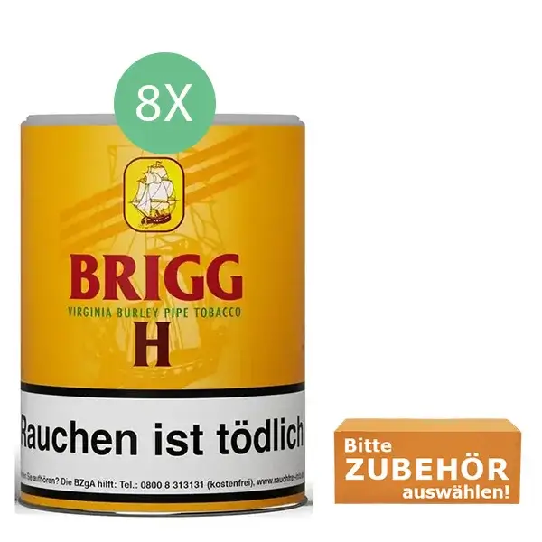 Brigg Tabak Hönigmelone 8 x Dose mit wählbarem Zubehör