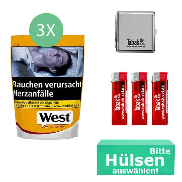 West Tabak Yellow L 3 x Beutel mit wählbaren Hülsen West Tabak Yellow L 3 x Beutel mit wählbaren Hülsen