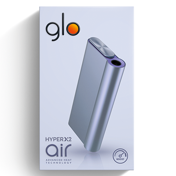 glo_hyper_air_crisp_purple_devicekit_plus_sticks Die Glo Hyper Air in der Farbe Crisp Purple in der Verpackung plus gratis Sticks