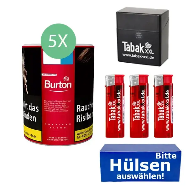 Burton Tabak Red 5 x Dose mit wählbaren Hülsen und Etui Burton Tabak Red 5 x Dose mit wählbaren Hülsen und Etui