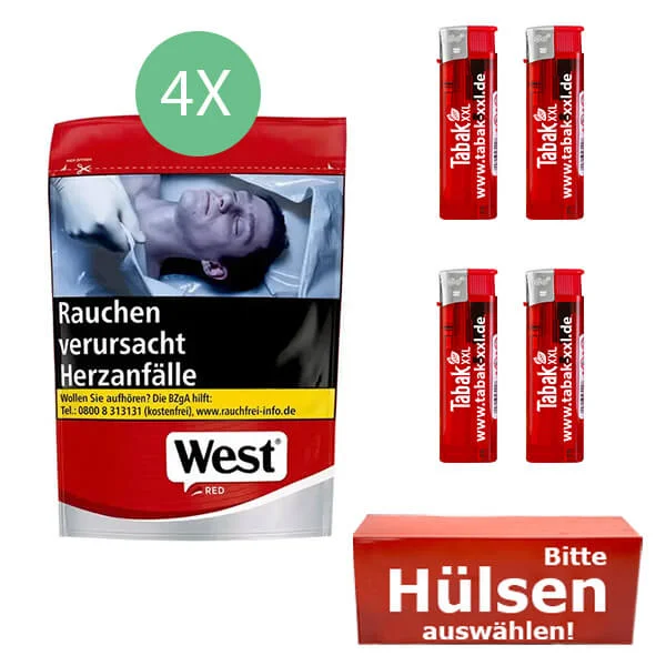 West Tabak Red L 4 x Beutel mit Filterhülsen