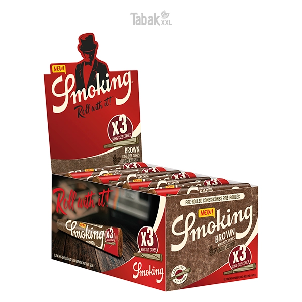 Smoking Brown Kings Size Cones 50 x 3 Stuck Box