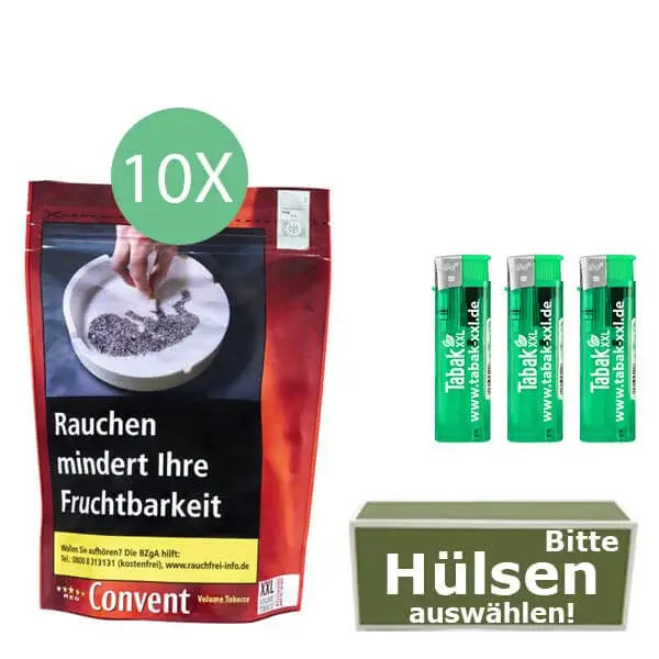 Convent Tabak Red 10 x Beutel mit wählbaren Filterhülsen Convent Tabak Red 10 x Beutel mit wählbaren Filterhülsen