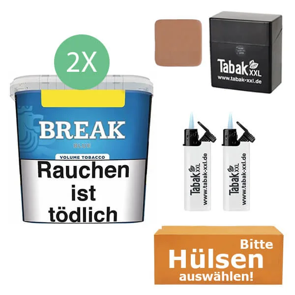 Break Tabak Blue 2 x Giga Box mit wählbaren Hülsen und Etui Break Tabak Blue 2 x Giga Box mit wählbaren Hülsen und Etui