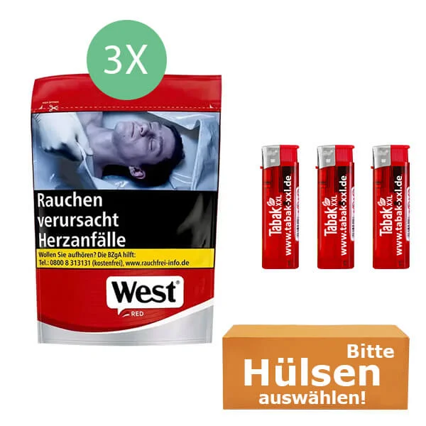 West Tabak Red L 3 x Beutel mit Filterhülsen