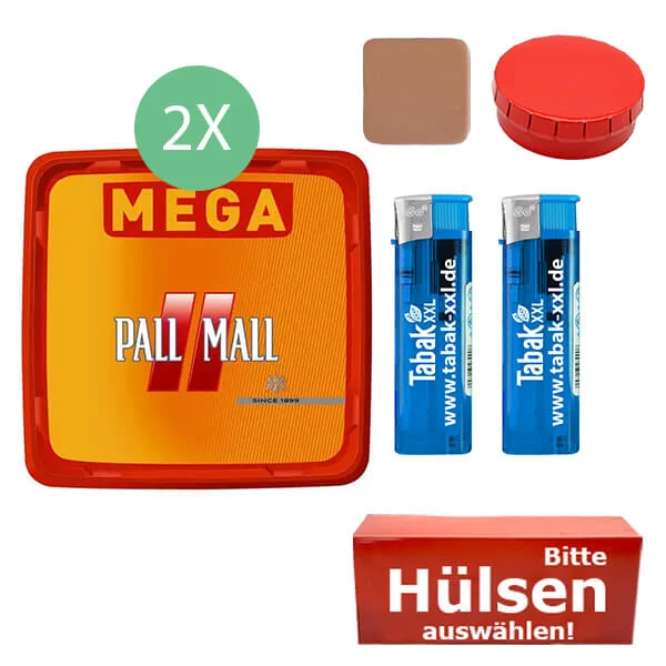 Pall Mall Tabak 2 x Mega Box mit wählbaren Hülsen und Mini Aschenbecher